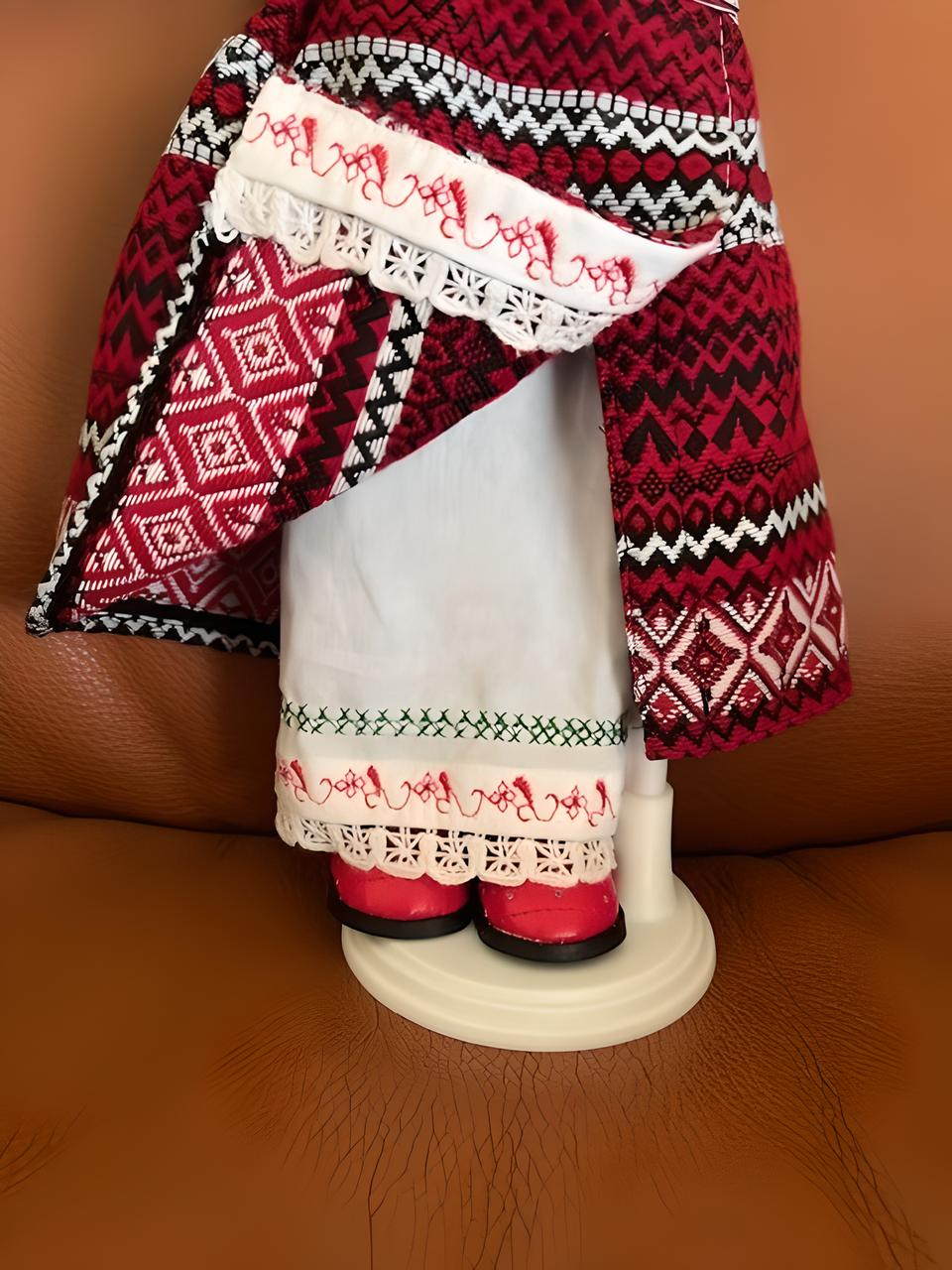 Doll "Bukovynka" in a Hand-Embroidered Ukrainian Beads Costume Unique Head Piece from Bukovyna Region