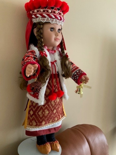 Close-up of Ukrainian Doll "Ksenya" in Traditional Hutsul Outfit | Gift-Emporium