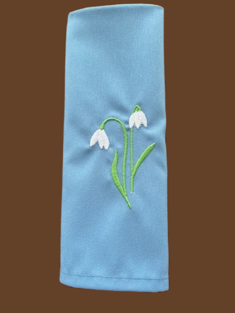 Blue Polyester Napkins with Snowdrops Design Gift Happy Family Dining