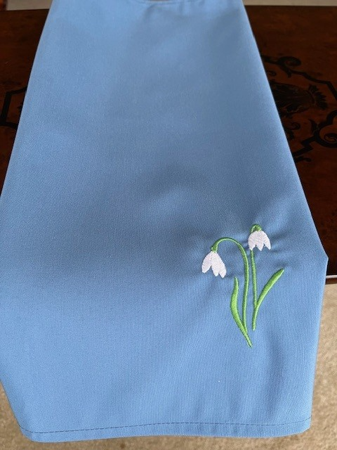 Blue Polyester Napkins with Snowdrops Design Gift Happy Family Dining