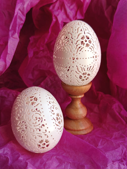 Ukrainian Carved Duck Shell Egg " Lace" Unique Gift for Any Occasion