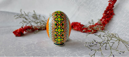 Orange Ukrainian Easter Egg Hand Painted