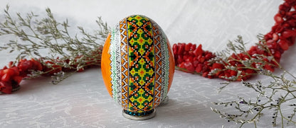 Orange Ukrainian Easter Egg Hand Painted