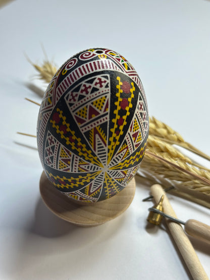 Traditional Goose Pysanka in Dark Colors Easter Ukrainian Egg