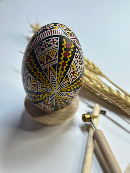 Traditional Goose Pysanka in Dark Colors Easter Ukrainian Egg