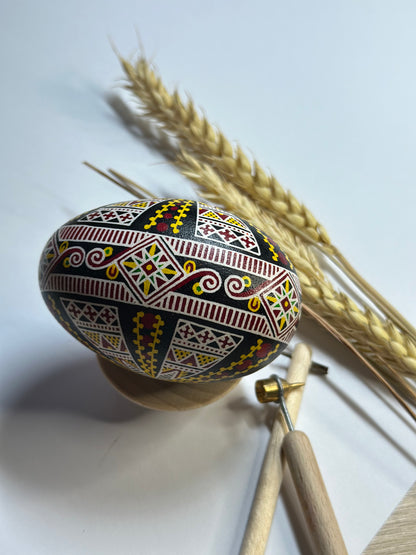 Traditional Goose Pysanka in Dark Colors Easter Ukrainian Egg