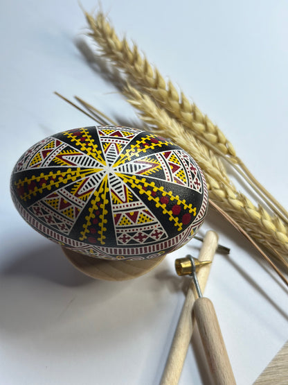 Traditional Goose Pysanka in Dark Colors Easter Ukrainian Egg