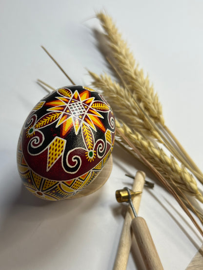 Ukrainian Easter Egg Goose Shell Pysanka Red Gold Gift for Mom