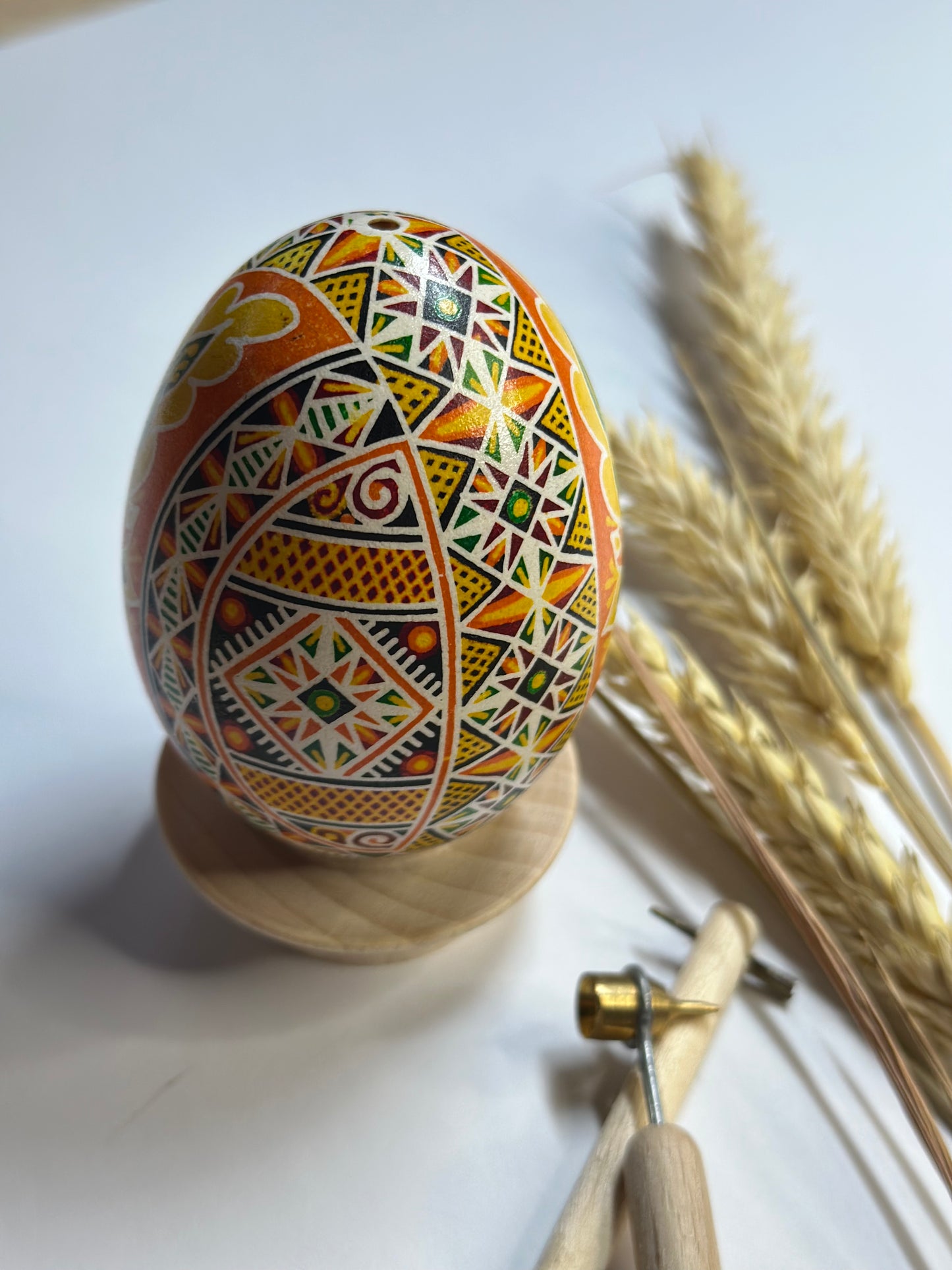 Gift from Ukraine Easter Egg in Orange Yellow Ukrainian Pysanka