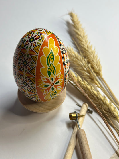 Gift from Ukraine Easter Egg in Orange Yellow Ukrainian Pysanka