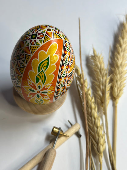 Gift from Ukraine Easter Egg in Orange Yellow Ukrainian Pysanka