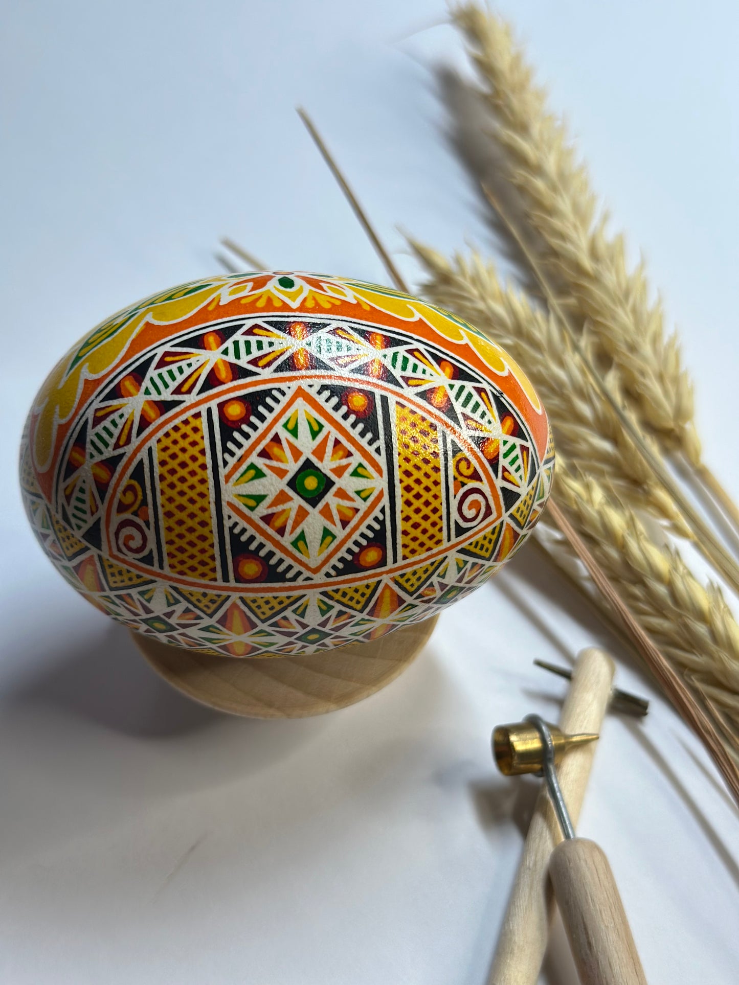 Gift from Ukraine Easter Egg in Orange Yellow Ukrainian Pysanka