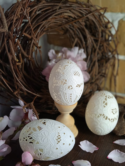 Ukrainian Carved Easter Egg "Lace" Elegant Gift for  Special Ones