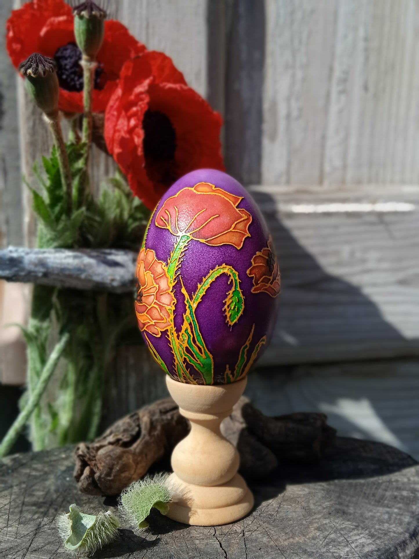 Ukrainian Easter Egg Pysanka "Poppies" Unique Gift