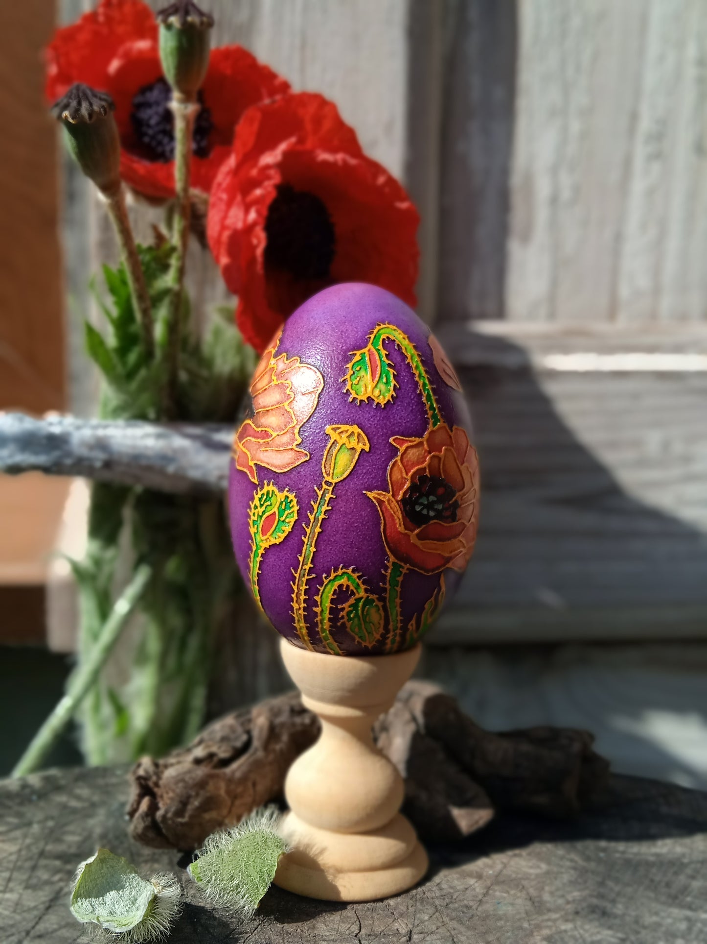 Ukrainian Easter Egg Pysanka "Poppies" Unique Gift