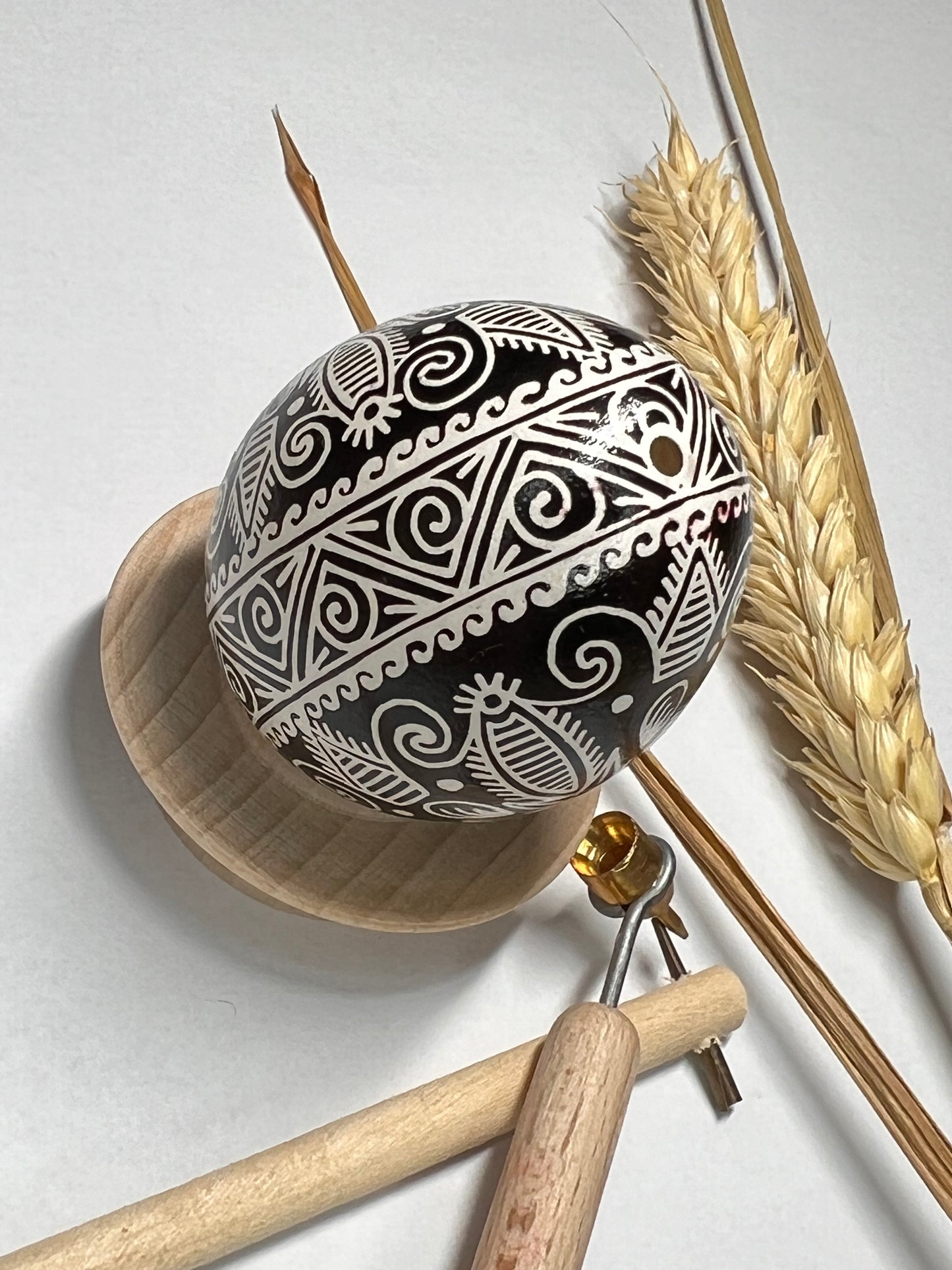 Ukrainian Easter egg with black and white intricate art | Gift-Emporium
