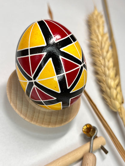 Easter Egg from Ukraine in Red and Yellow Colors