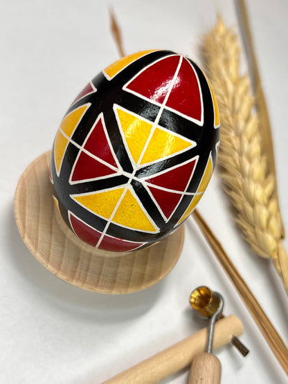 Easter Egg from Ukraine in Red and Yellow Colors