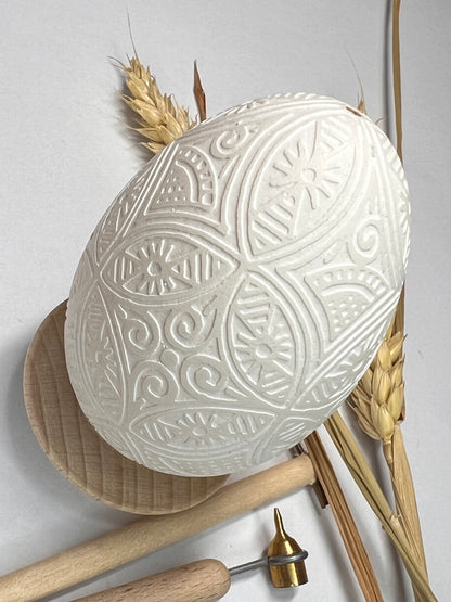 White Ukrainian Easter Egg Hand Crafted Goose Shell