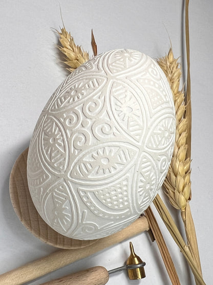 White Ukrainian Easter Egg Hand Crafted Goose Shell