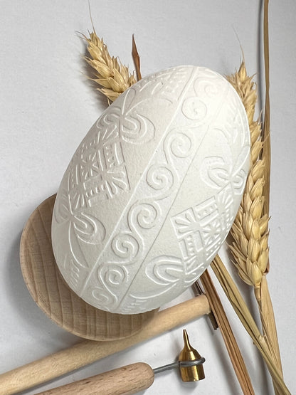 Pysanka "White on White" "Dawn" Ukrainian Easter Egg Hand Crafted