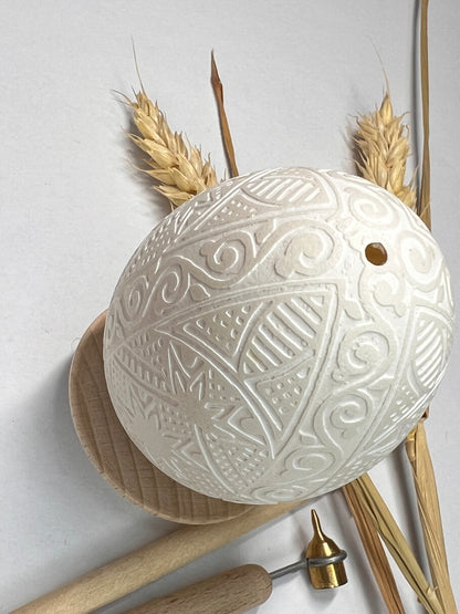 Pysanka "White on White" "Dawn" Ukrainian Easter Egg Hand Crafted