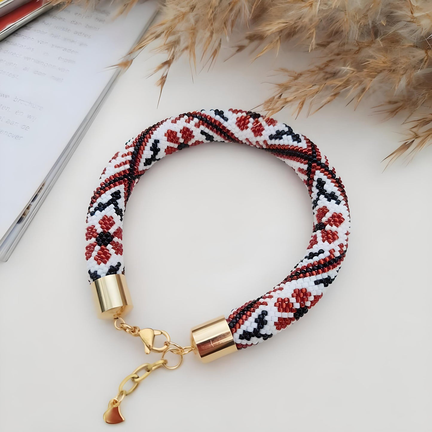 Red and Black Beaded Bracelet – An Excellent Gift for an Elegant Woman