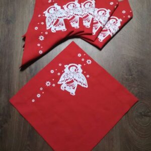 Christmas and New Year's Set of Linen Table Runner with Napkins In Red and White