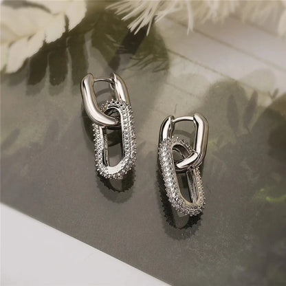 Trendy retro drop earrings with double loop design for women | Gift-Emporium
