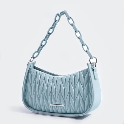 Luxury women's shoulder bag in PU leather with trendy pleated dumpling style | Gift-Emporium