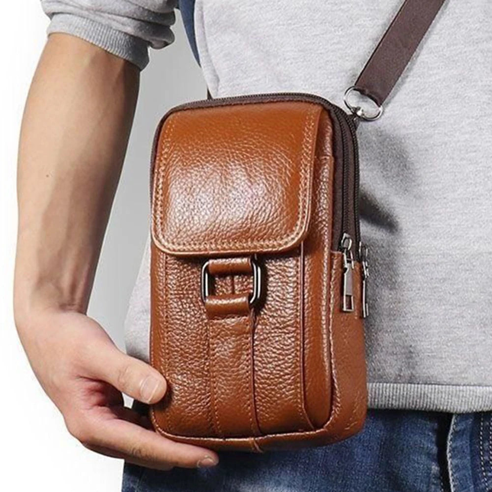 High-Quality Cowhide Leather Waist Bag with Multiple Compartments | Gift-Emporium