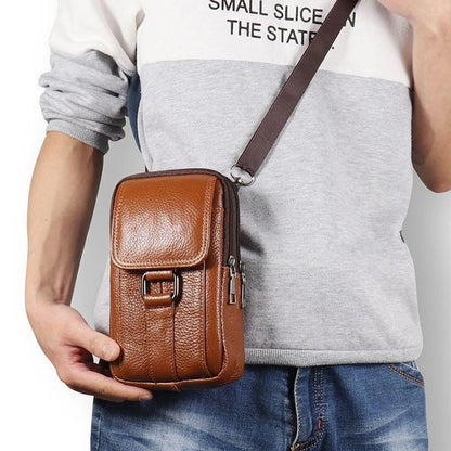 Premium Cowhide Leather Men's Messenger Bag with Multiple Pockets | Gift-Emporium