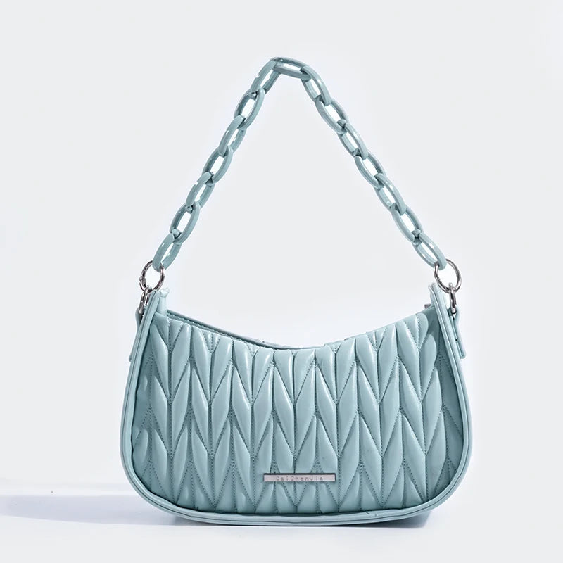 Luxury designer pleated dumpling shoulder bag for women with acrylic chain | Gift-Emporium