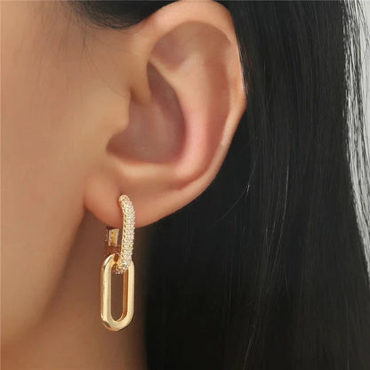 Retro double loop design drop earrings in gold and silver | Gift-Emporium
