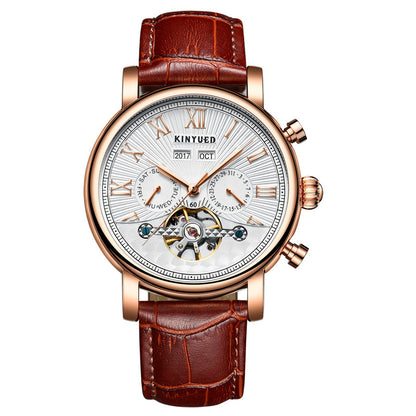 Automatic Mechanical Men's Authentic Leather Hollow Out Mechanical Watch