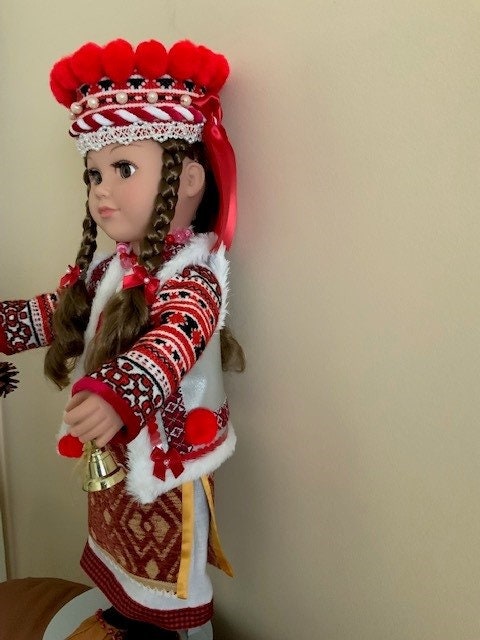 Detailed Embroidery on Ukrainian Doll "Ksenya" in Red and Black Outfit | Gift-Emporium
