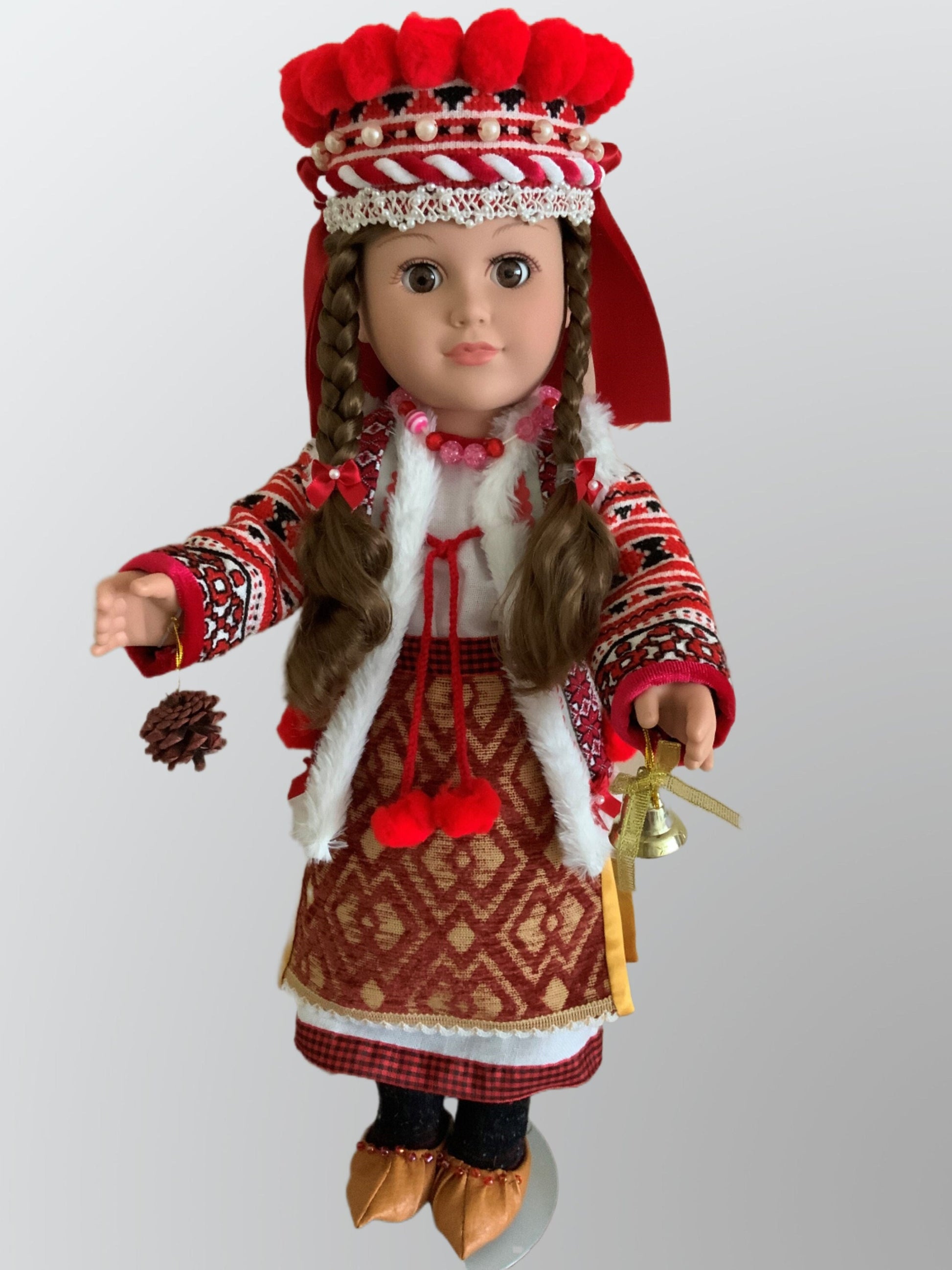 Ukrainian Doll "Ksenya" in Red & Black Hutsul Outfit | Gift-Emporium