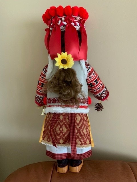 Ukrainian Folk Doll "Ksenya" Wearing Hand-embroidered Hutsul Dress | Gift-Emporium
