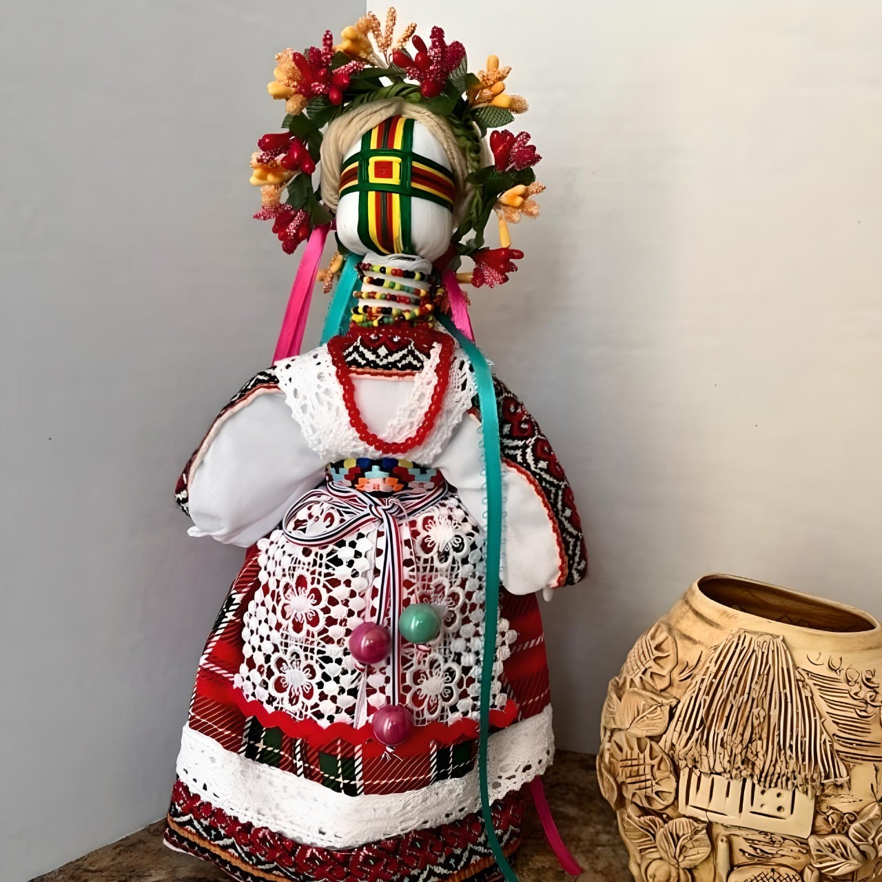 Handcrafted Ukrainian Motanka doll with vibrant traditional colors | Gift-Emporium