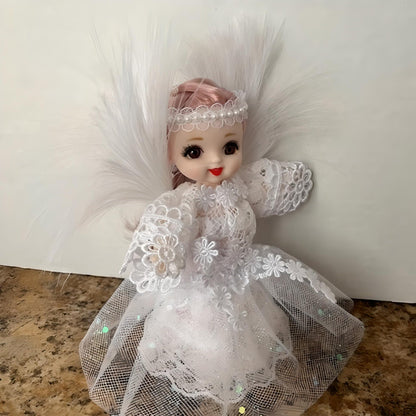 Handcrafted angel doll with white beads and flowers | Gift-Emporium