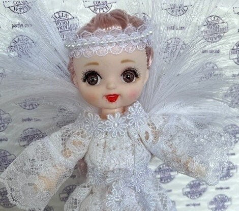 Mini Angel Doll with White Floral Wings for Baby Girl | Gift-Emporium