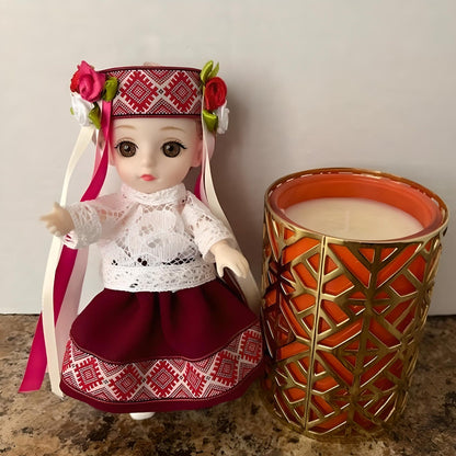 Handmade red and white doll with removable clothes | Gift-Emporium
