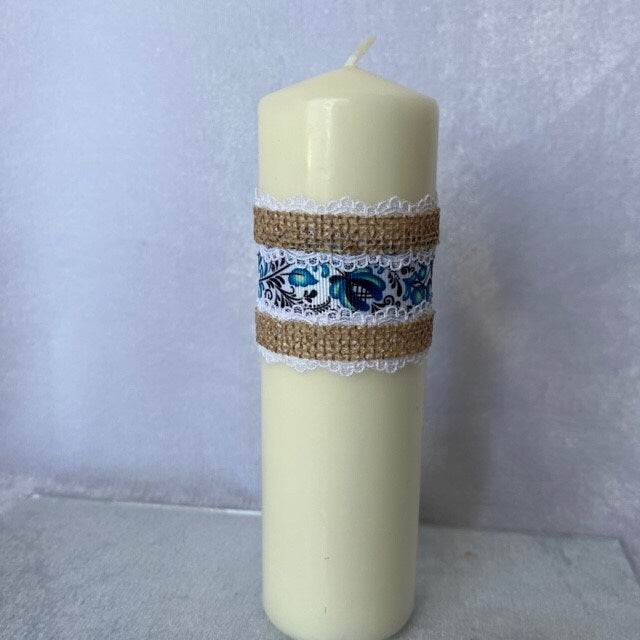 Unscented blue and white candle, perfect for gifts | Gift-Emporium