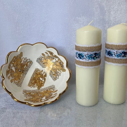 Beautifully decorated blue and white candle gift | Gift-Emporium