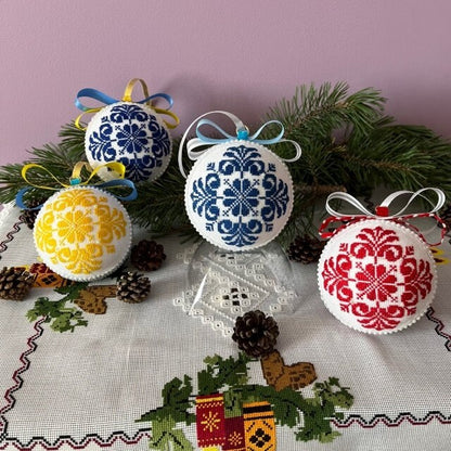 9.7 cm Blue Cross Stitch Christmas Ornament - Perfect Gift for the Holidays | Gift-Emporium