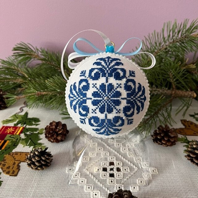 Embroidered Blue Hanging Christmas Ornament - Festive Holiday Decoration | Gift-Emporium