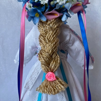 Ukrainian Motanka doll "Forget-Me-Not" with cross-stitch | Gift-Emporium