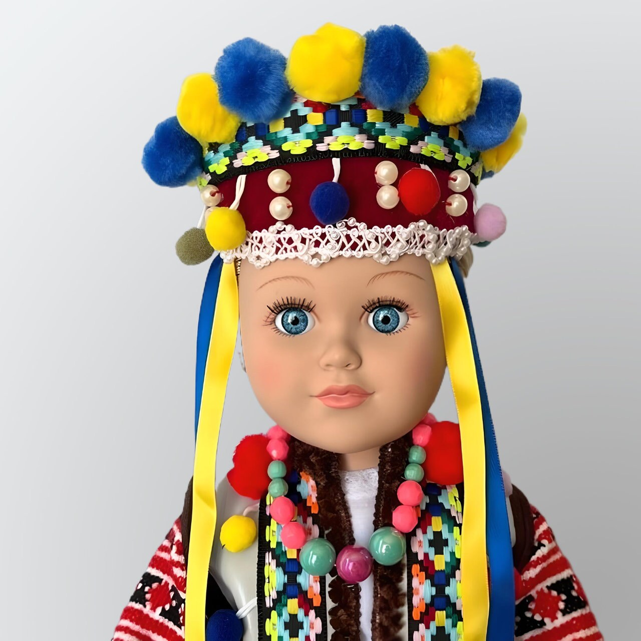 Handcrafted Ukrainian "Lada" doll in vibrant, embroidered Hutsul attire | Gift-Emporium
