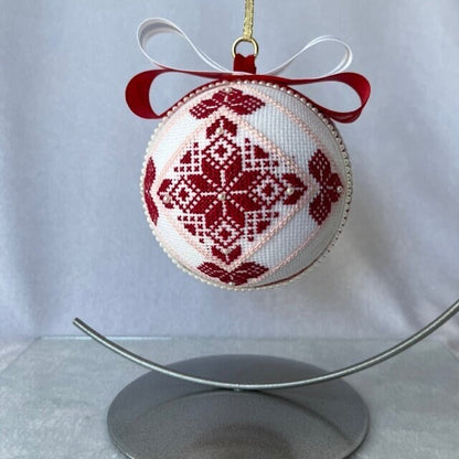 Elegant cross-stitch holiday ornament for Christmas tree decoration | Gift-Emporium