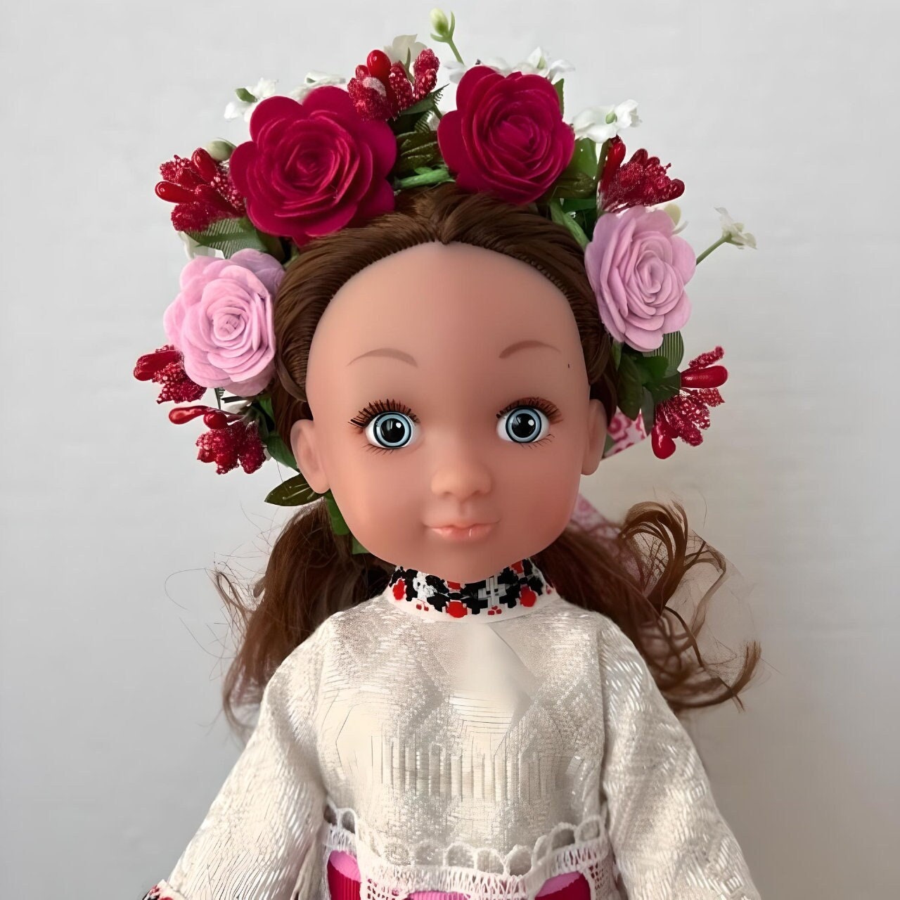 Handmade Ukrainian Doll "Ana" in Traditional Dark Red Clothing | Gift-Emporium
